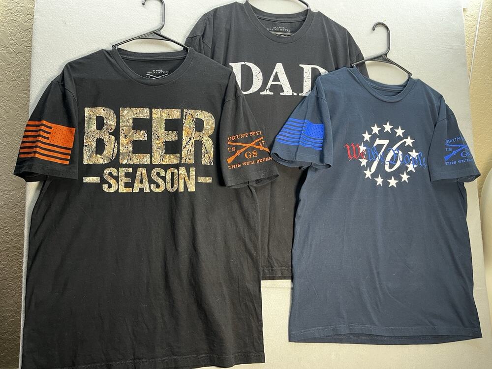 Grunt Style Mens XL T Shirt Lot 3 Dad Beer Season We The People Patriotic USA
